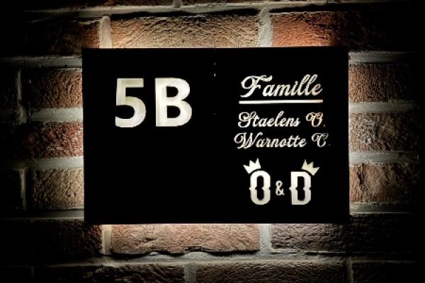 Nouvelle création : plaques de maison personnalisées, éclairées et autonomes.